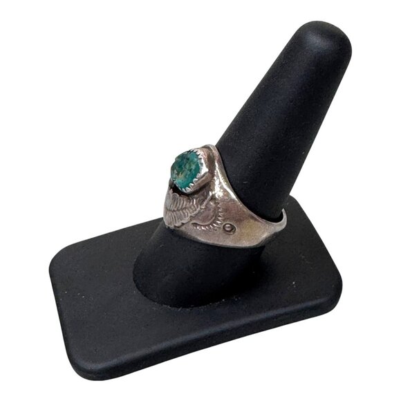 Vintage Sterling Silver Turquoise Ring Native American Navajo Old Pawn Size 9 - Picture 2 of 9